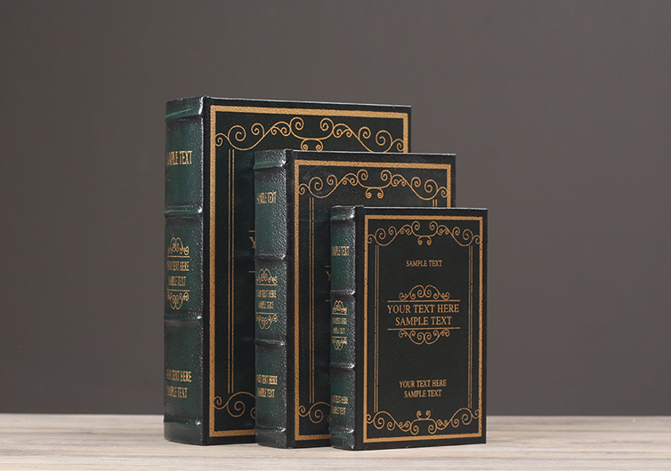 FREE SHIPPING!!! Wood Antique Book Box Kensington Storage Set of 3 NEW 